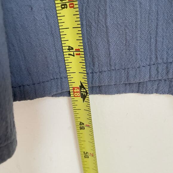 Iridium Minimalist Cotton Midi Tank Dress Gray Blue Crinkle Knit NWT M Lagenlook - Picture 7 of 7